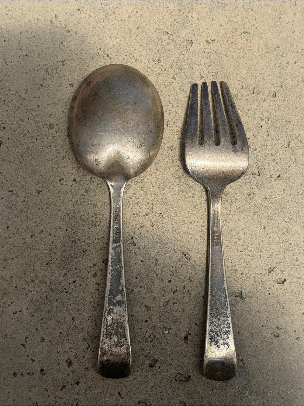 Windsor Rose by Watson - Sterling Silver - Baby Fork And Spoon 4 1/8" - Picture 2 of 7